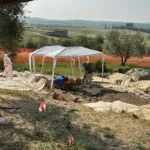 View of the excavations with Ichnos canopies to protect from the broiling sun