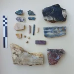 Mosaic tesserae and inlays with marbles